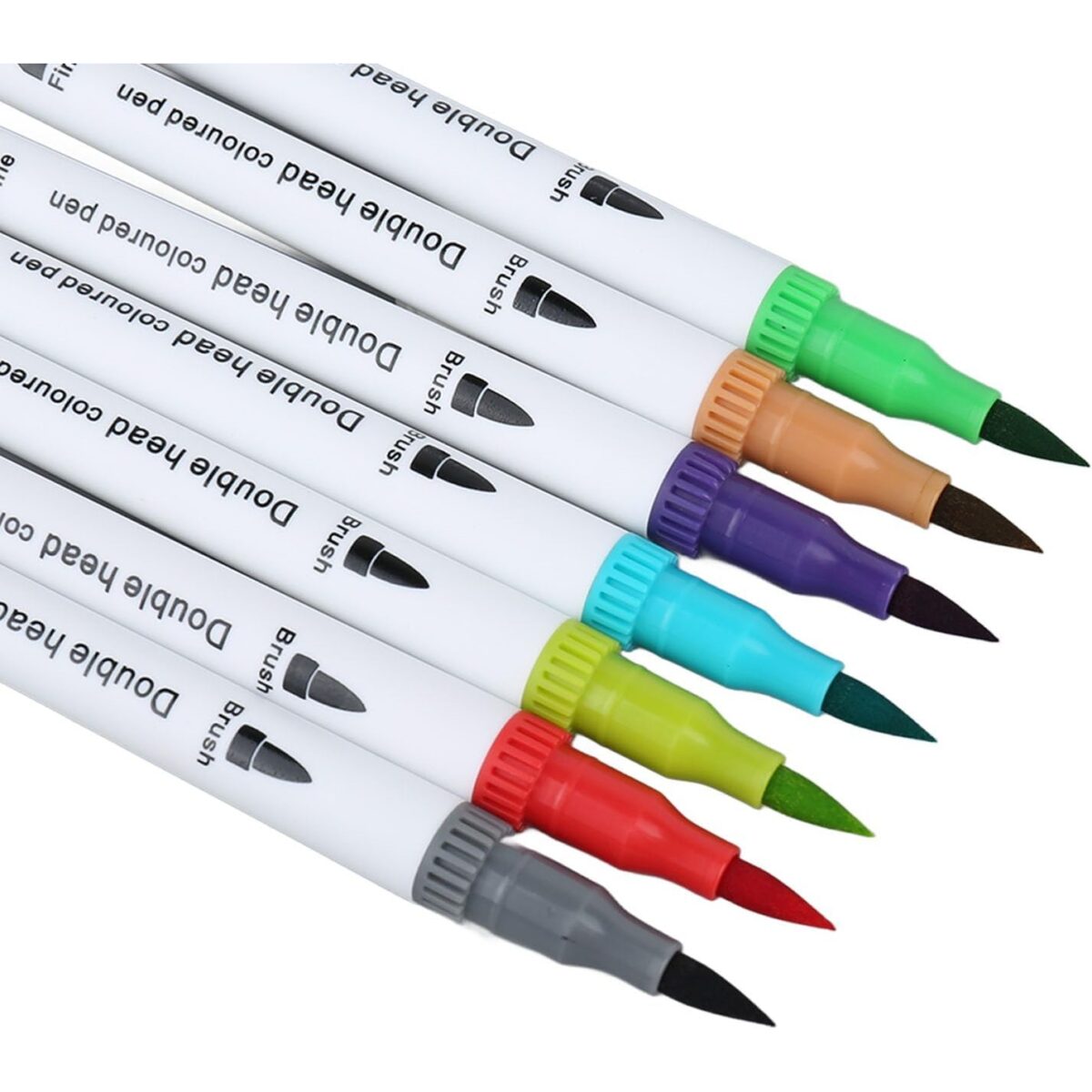 Set Carioci pe Baza de Apa, Embo, 2 in 1, pentru Pictura, Caligrafie, 120 Culori, Penar Negru, Corp Carioca Alb, 27.5 x 19.5 x 8 cm, Multicolor - imagine 2
