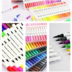 Set Carioci pe Baza de Apa, Embo, 2 in 1, pentru Pictura, Caligrafie, 120 Culori, Penar Negru, Corp Carioca Alb, 27.5 x 19.5 x 8 cm, Multicolor - imagine 6