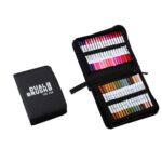 Set Carioci pe Baza de Apa, Embo, 2 in 1, pentru Pictura, Caligrafie, 120 Culori, Penar Negru, Corp Carioca Alb, 27.5 x 19.5 x 8 cm, Multicolor