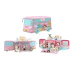 Set casa de papusi tip van, 2 in 1 autobuz si casa, 43 accesorii si mobilier, +3 ani, roz - imagine 2