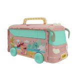 Set casa de papusi tip van, 2 in 1 autobuz si casa, 43 accesorii si mobilier, +3 ani, roz - imagine 3