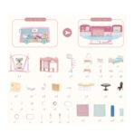 Set casa de papusi tip van, 2 in 1 autobuz si casa, 43 accesorii si mobilier, +3 ani, roz - imagine 5