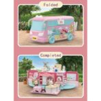 Set casa de papusi tip van, 2 in 1 autobuz si casa, 43 accesorii si mobilier, +3 ani, roz - imagine 6
