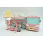 Set casa de papusi tip van, 2 in 1 autobuz si casa, 43 accesorii si mobilier, +3 ani, roz - imagine 7