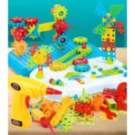 Set Constructie Bormasina Magica cu Servieta, Embo, 310 Piese, Albastru, Piese Multicolore, Plastic, 31x46 cm - imagine 2