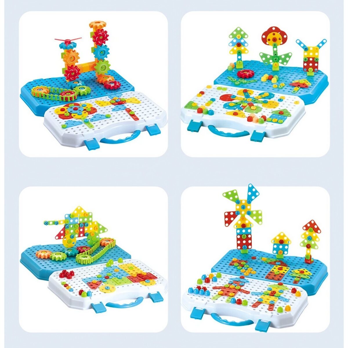 Set Constructie Bormasina Magica cu Servieta, Embo, 310 Piese, Albastru, Piese Multicolore, Plastic, 31x46 cm - imagine 4