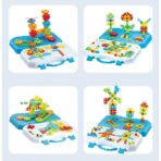 Set Constructie Bormasina Magica cu Servieta, Embo, 310 Piese, Albastru, Piese Multicolore, Plastic, 31x46 cm - imagine 4
