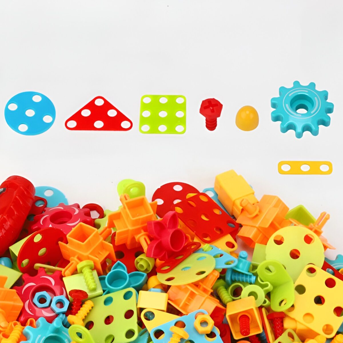 Set Constructie Bormasina Magica cu Servieta, Embo, 310 Piese, Albastru, Piese Multicolore, Plastic, 31x46 cm - imagine 8
