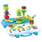 Set Constructie Bormasina Magica cu Servieta, Embo, 310 Piese, Albastru, Piese Multicolore, Plastic, 31x46 cm
