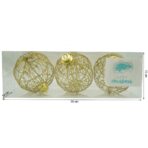 Set de 3 ornamente de brad, Embo, de tip Glob, Auriu, cu Ã¸ de 10 cm, din metal, cu finisaj sclipitor , cutie  10  cm adancime x 30  cm lungime x 10  cm inaltime - imagine 6