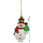 Set de 3 ornamente de brad, Embo, de tip Om de zapada, Alb/Rosu, din plastic, cu finisaj sclipitor , cutie  4  cm adancime x 6  cm inaltime x 9  cm lungime - imagine 11