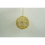 Set de 4 ornamente de brad, Embo, de tip Glob, Auriu, cu Ã¸ de 8 cm, din metal, cu finisaj sclipitor , cutie  8  cm adancime x 32  cm lungime x 8  cm inaltime - imagine 3