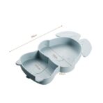 Set diversificare bebelusi Embo, din silicon, 26 x 15 cm, 1 farfurie compartimentata in forma de iepure, lingurita si furculita, pai, perie pai, fara alergeni, ventuza fixare,  forma creativa,  bleumarin - imagine 5