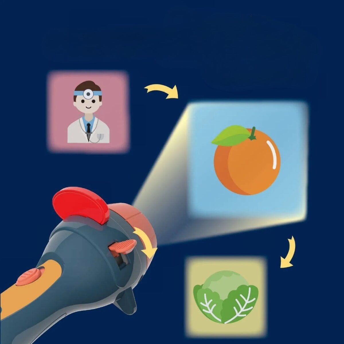 Set Jucarie Educativa, Embo, Proiector Tip Lanterna Pentru Copii, 6 Teme, 48 de Imagini, Cutie Depozitare, +3 ani, Albastru - imagine 6