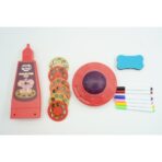 Set jucarie educativa proiector cu masa pentru desen, 48 de imagini, 6 discuri de proiectare, creioane colorate, cutie depozitare, +3 ani, Rosu - imagine 2