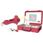 Set jucarie educativa proiector tip lanterna pentru copii, 48 de imagini,carti cu pictograme, cutie depozitare, +3 ani, Rosu - imagine 3