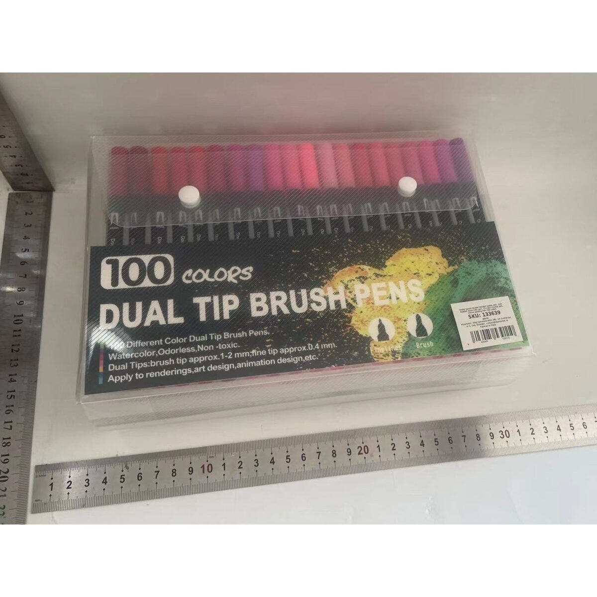 Set 100 Carioci, Embo, pe Baza de Apa, 2 Tipuri de Varf, 1-2 mm, 0.4 mm, Corp Carioca Negru, din Plastic, Multicolor - imagine 6