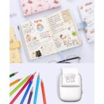 Set Mini Imprimanta Foto Portabila, Embo, Include: 1x Set de Markere, 5x Role de Hartie Termica, 5x Role Hartie Adeziva, Incarcare USB, Bluetooth, Print Alb-Negru, Model Ursulet, Alb/Albastru - imagine 9