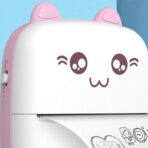 Set Mini Imprimanta Foto Portabila, Embo, Include: 1x Set de Markere, 5x Role de Hartie Termica, 5x Role Hartie Adeziva, Incarcare USB, Bluetooth, Print Alb-Negru, Model Ursulet, Alb/Roz - imagine 9