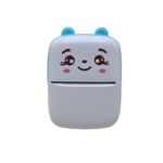 Set Mini Imprimanta Foto Portabila, Embo, Include: 1x Set de Markere, 5x Role de Hartie Termica, 5x Role Hartie Adeziva, Incarcare USB, Bluetooth, Print Alb-Negru, Model Ursulet, Alb/Albastru