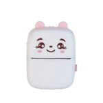 Set Mini Imprimanta Foto Portabila, Embo, Include: 1x Set de Markere, 5x Role de Hartie Termica, 5x Role Hartie Adeziva, Incarcare USB, Bluetooth, Print Alb-Negru, Model Ursulet, Alb/Roz