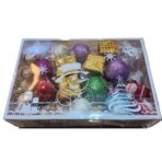 Set 45 Globuri de Craciun, Embo, pentru Brad, Model 2, cu Glitter, Lucioase, Multicolor - imagine 2