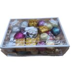 Set 45 Globuri de Craciun, Embo, pentru Brad, Model 2, cu Glitter, Lucioase, Multicolor