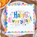 Set 20 Servetele de Masa, Embo, din Hartie, 33 x 33 cm, Model Happy Everyday, Multicolor - imagine 3