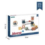 Set piese magnetice de constructie, Embo, Cu tobogane si bile, 23 piese, Multicolor - imagine 6