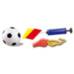 Set Poarta de Fotbal pentru Copii, Embo, 45x60 cm, Minge, Cartonase, Pompa, Fluier, Interactiv, Distractiv, Galben - imagine 4