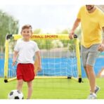 Set Poarta de Fotbal pentru Copii, Embo, 60x90 cm, Minge, Cartonase, Pompa, Fluier, Interactiv, Distractiv, Galben - imagine 5