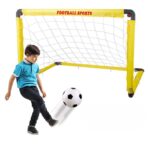 Set Poarta de Fotbal pentru Copii, Embo, 60x90 cm, Minge, Cartonase, Pompa, Fluier, Interactiv, Distractiv, Galben - imagine 6