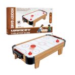 Masa Air Hockey Graffiti cu Picioare Scurte, Embo, Lemn, 2 Pucuri, Tabela Scor, 2 Impingatoare, 76x38x21.5 cm, Maro - imagine 2