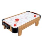 Masa Air Hockey Graffiti cu Picioare Scurte, Embo, Lemn, 2 Pucuri, Tabela Scor, 2 Impingatoare, 76x38x21.5 cm, Maro