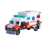 Set de Constructie Masina de Ambulanta 6in1, Embo, 24x17cm, Multiple Variante de Asamblare, 122 de Piese, Multicolor