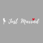 Sticker Autocolant, Embo, Tematica Nunta, Model Indragostiti, cu Scris Just Married, 50x11.5 cm, Alb - imagine 6