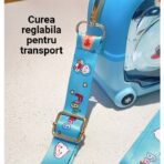 Sticla cu pai pentru copii, Embo, model ursulet, gradata, stickere aplicate, curea reglabila, din plastic rezistent la cadere, 1l, Albastru, 20 x 13 cm - imagine 2