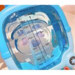 Sticla cu pai pentru copii, Embo, model ursulet, gradata, stickere aplicate, curea reglabila, din plastic rezistent la cadere, 1l, Albastru, 20 x 13 cm - imagine 3