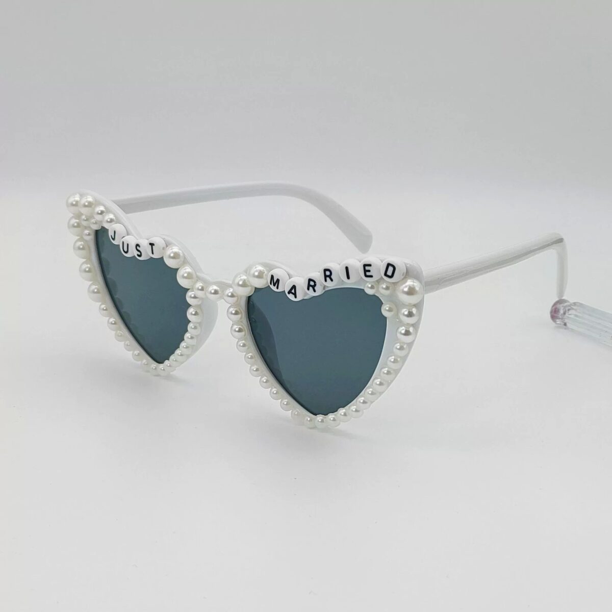 Ochelari Decorativi, Embo, Model Just Married, cu Perle, pentru Nunta, din PC, 15.3 x 5.7 x 14.5 cm, Alb - imagine 4