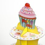 Suport Prajituri, Embo, 3 Etaje, Design de Petrecere, pentru Prajituri, Candy Bar, din Carton, Galben/Multicolor - imagine 2