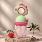 Suzeta pentru Fructe, Embo, pentru Bebelusi, din Silicon Alimentar, +4 Luni, 2 mm Grosime Gauri Tetina, 12.4 x 5.1 x 4.7 cm, Verde/Fucsia - imagine 3