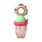 Suzeta pentru Fructe, Embo, pentru Bebelusi, din Silicon Alimentar, +4 Luni, 2 mm Grosime Gauri Tetina, 12.4 x 5.1 x 4.7 cm, Verde/Fucsia