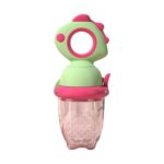 Suzeta pentru Fructe, Embo, pentru Bebelusi, din Silicon Alimentar, +4 Luni, 2 mm Grosime Gauri Tetina, 12.4 x 5.1 x 4.7 cm, Verde/Fucsia