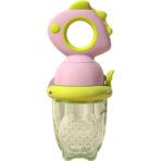 Suzeta pentru Fructe, Embo, pentru Bebelusi, din Silicon Alimentar, +4 Luni, 2 mm Grosime Gauri Tetina, 12.4 x 5.1 x 4.7 cm, Roz/Verde