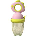 Suzeta pentru Fructe, Embo, pentru Bebelusi, din Silicon Alimentar, +4 Luni, 2 mm Grosime Gauri Tetina, 12.4 x 5.1 x 4.7 cm, Roz/Verde