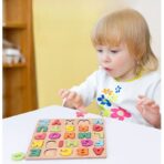 Tabla Montessori, Embo, din Lemn, Educatie Timpurie Alfabet, 26 Litere Lemn, +18 Luni, 20 x 20 cm, Vopsea pe Baza de Apa, Multicolor - imagine 3