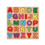 Tabla Montessori, Embo, din Lemn, Educatie Timpurie Alfabet, 26 Litere Lemn, +18 Luni, 20 x 20 cm, Vopsea pe Baza de Apa, Multicolor