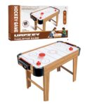 Masa Air Hockey Graffiti cu Picioare Lungi, Embo, Lemn, 2 Pucuri, Tabela Scor, 2 Impingatoare, 76x38x61 cm, Maro - imagine 2