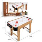 Masa Air Hockey Graffiti cu Picioare Lungi, Embo, Lemn, 2 Pucuri, Tabela Scor, 2 Impingatoare, 76x38x61 cm, Maro - imagine 3