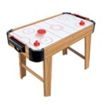 Masa Air Hockey Graffiti cu Picioare Lungi, Embo, Lemn, 2 Pucuri, Tabela Scor, 2 Impingatoare, 76x38x61 cm, Maro